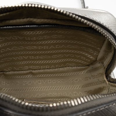 Camera Bag Silver Metallic Saffiano