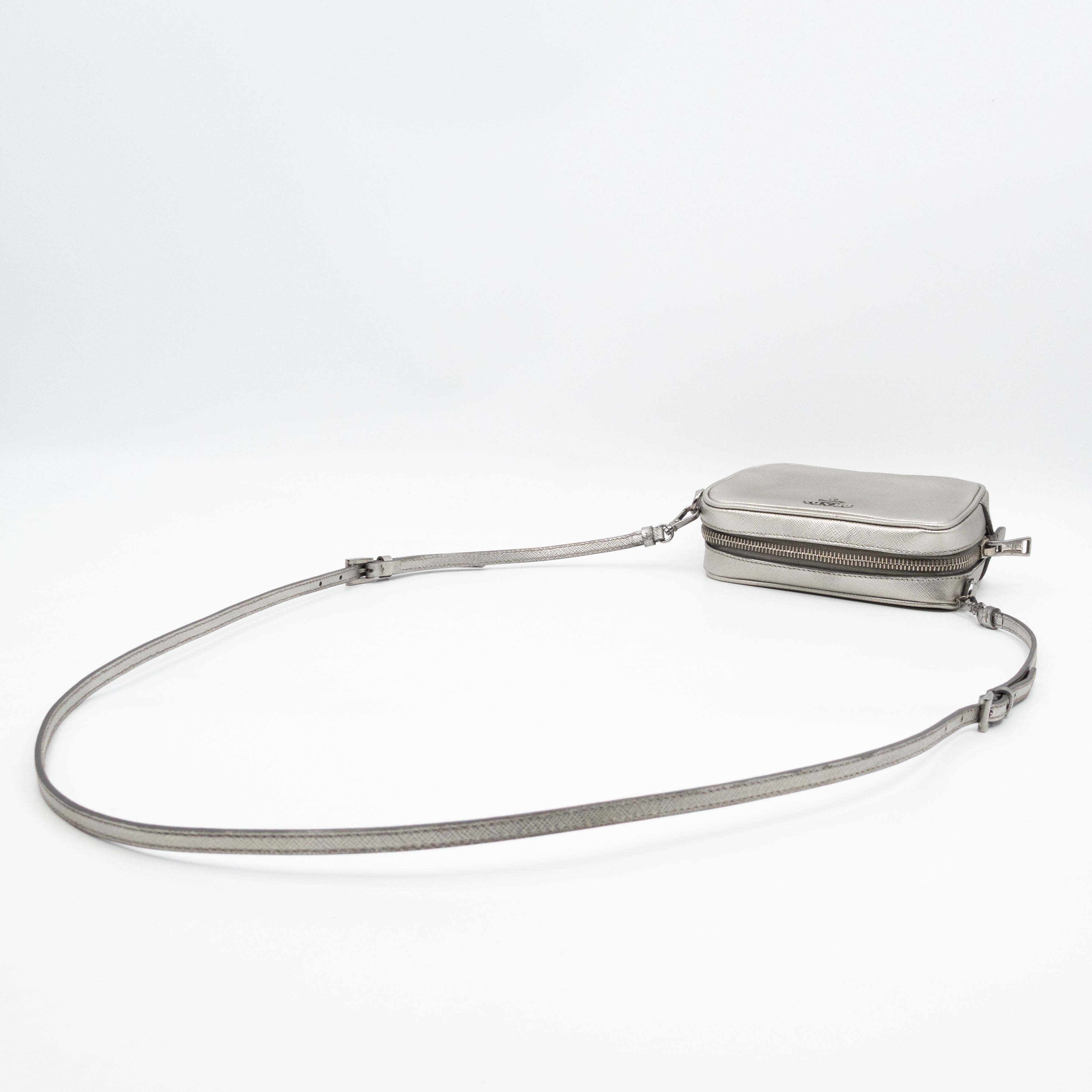 Camera Bag Silver Metallic Saffiano