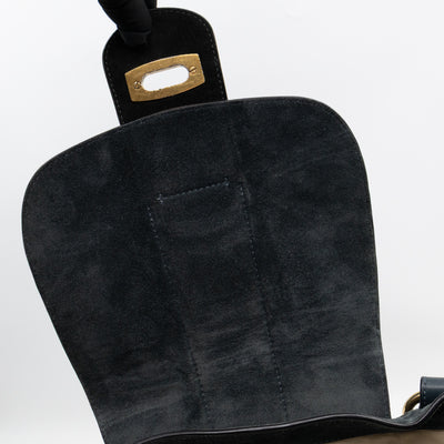 Lexa Medium Shoulder Bag Blue Suede Leather