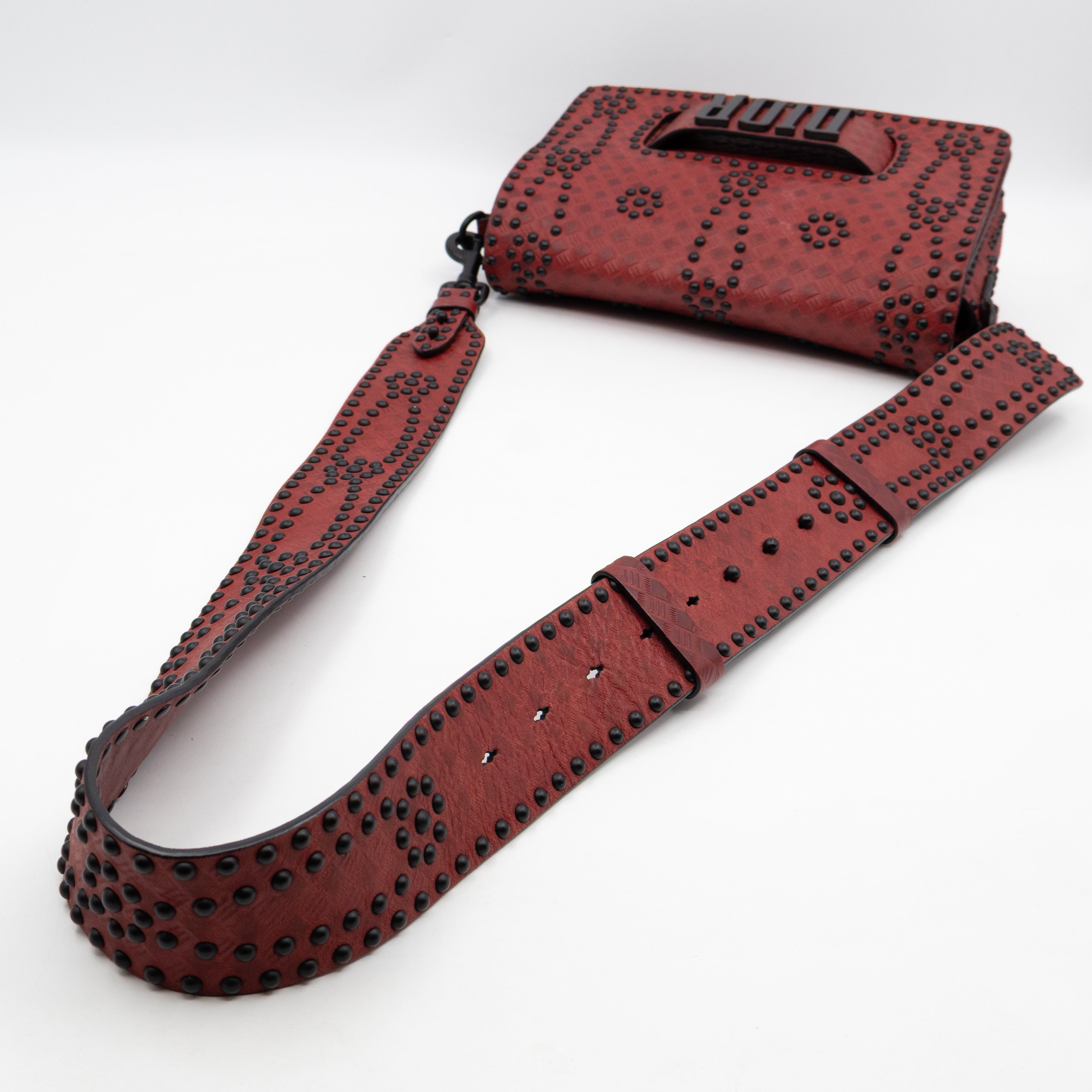 Dio(R)evolution Flap Bag Studded Red Leather