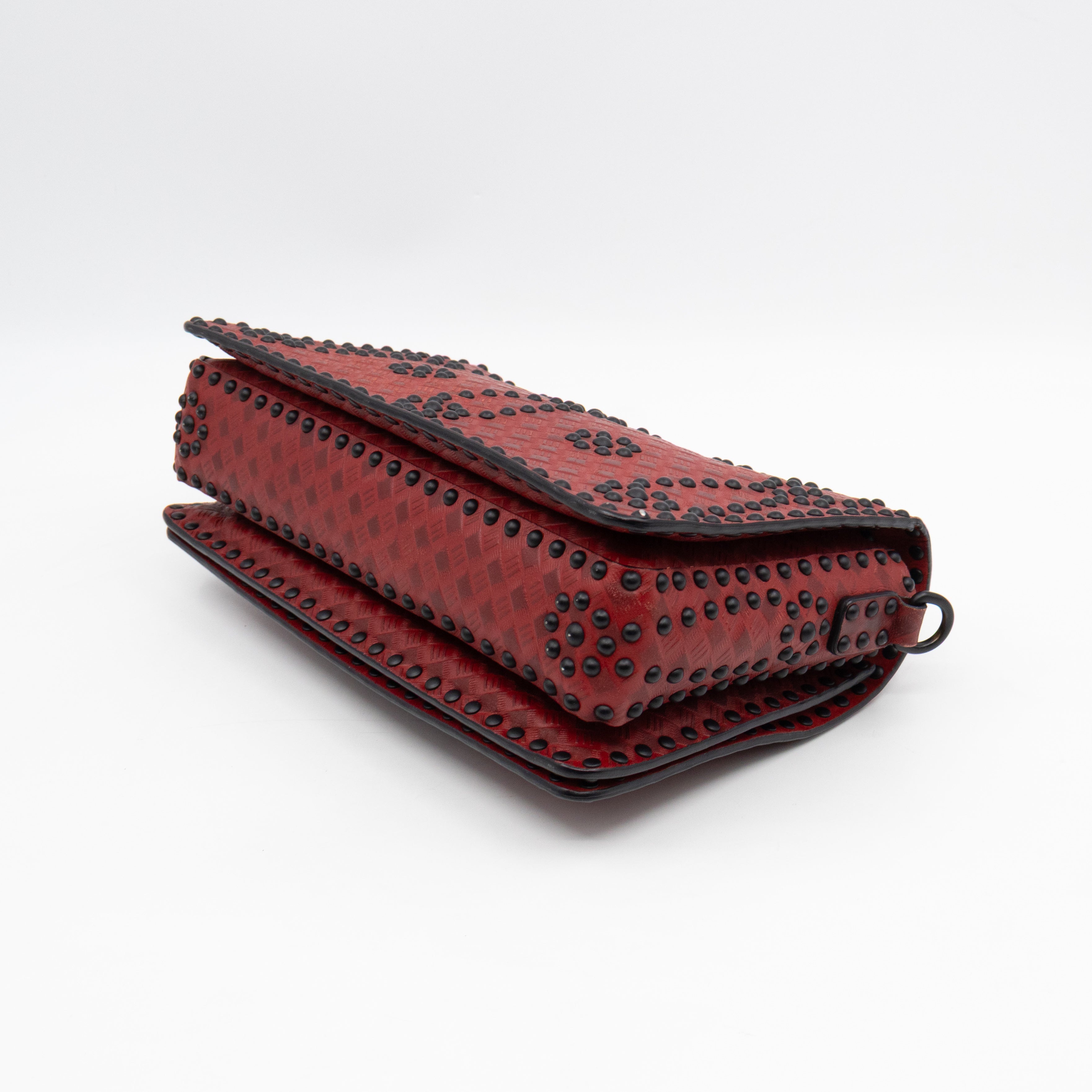 Dio(R)evolution Flap Bag Studded Red Leather