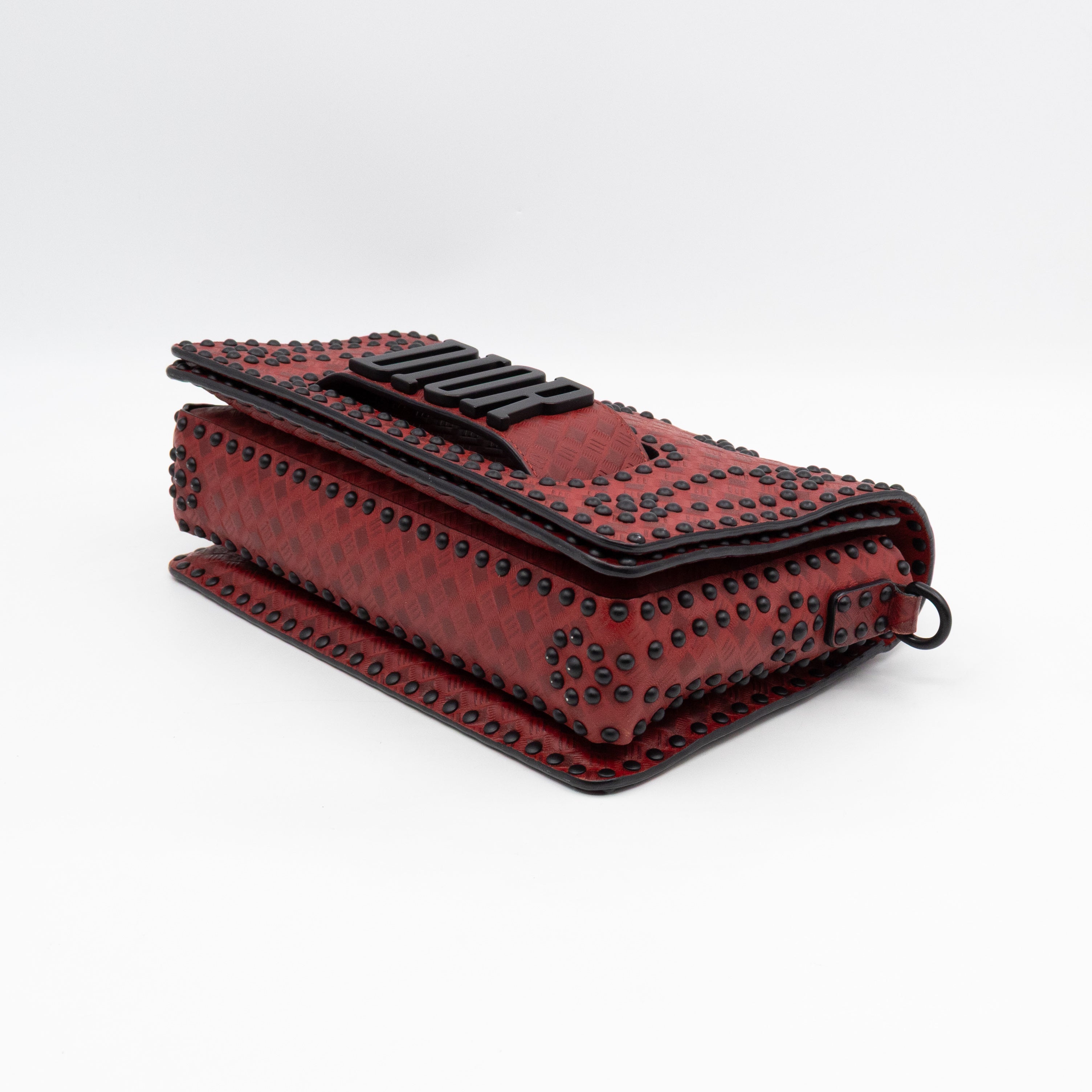 Dio(R)evolution Flap Bag Studded Red Leather
