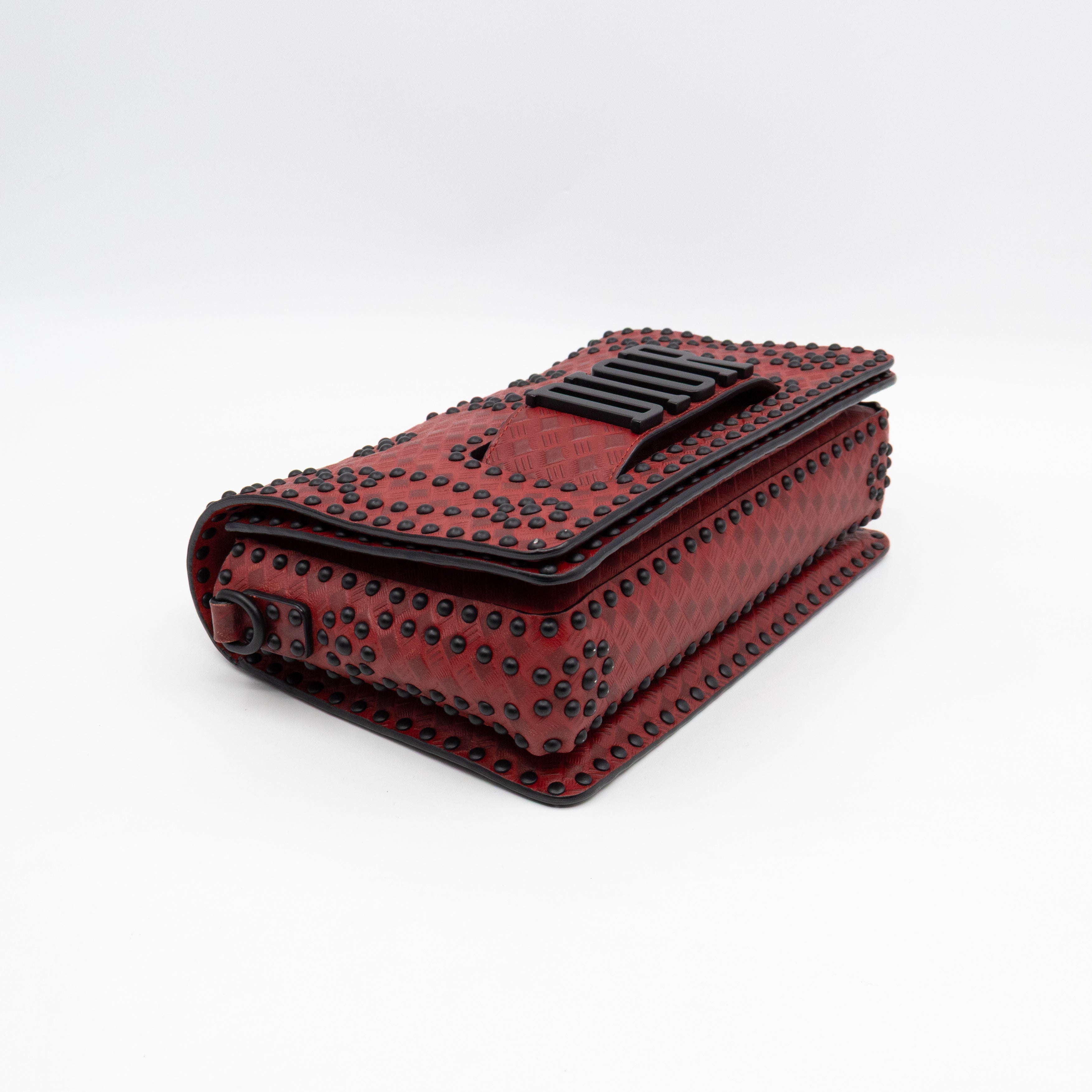 Dio(R)evolution Flap Bag Studded Red Leather