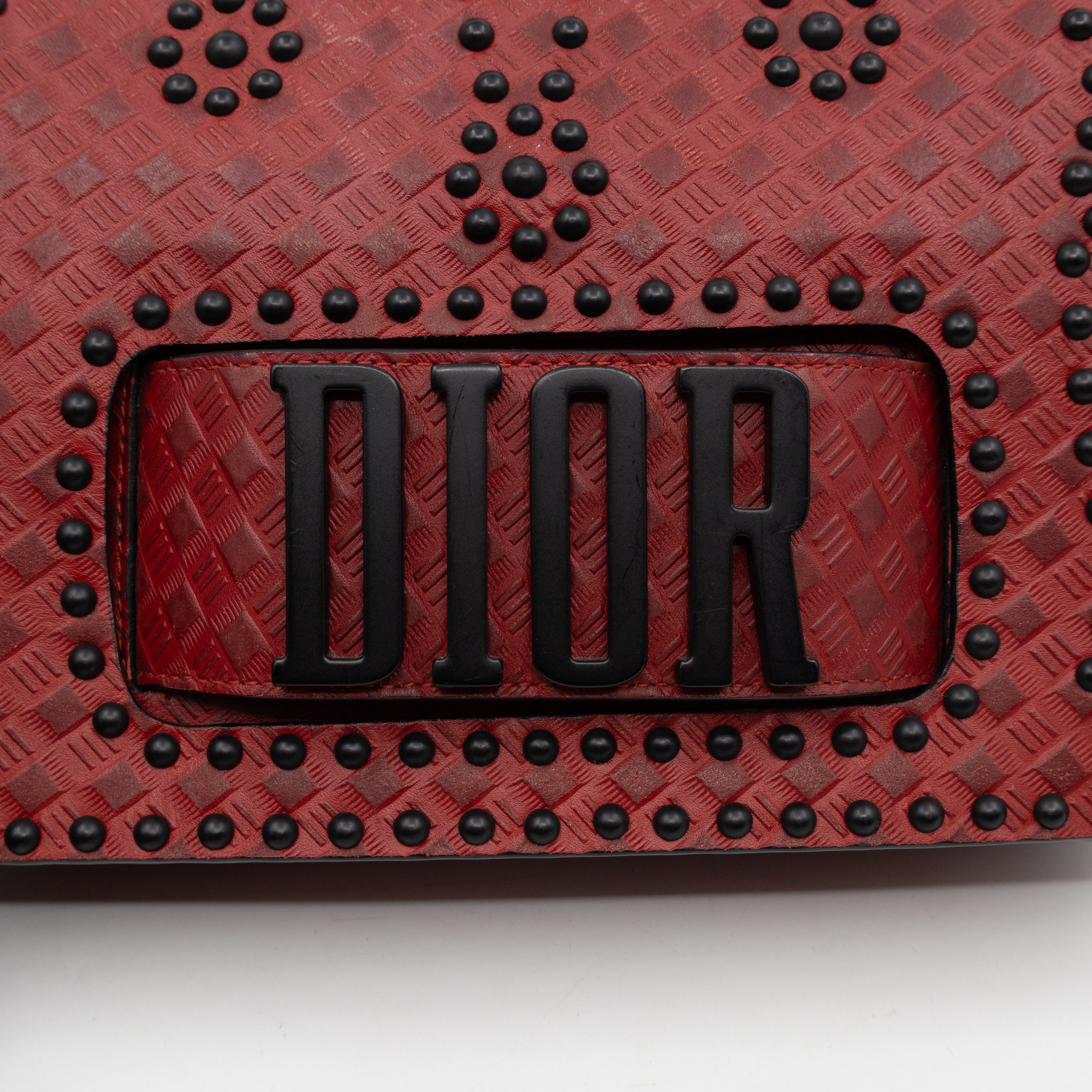 Dio(R)evolution Flap Bag Studded Red Leather