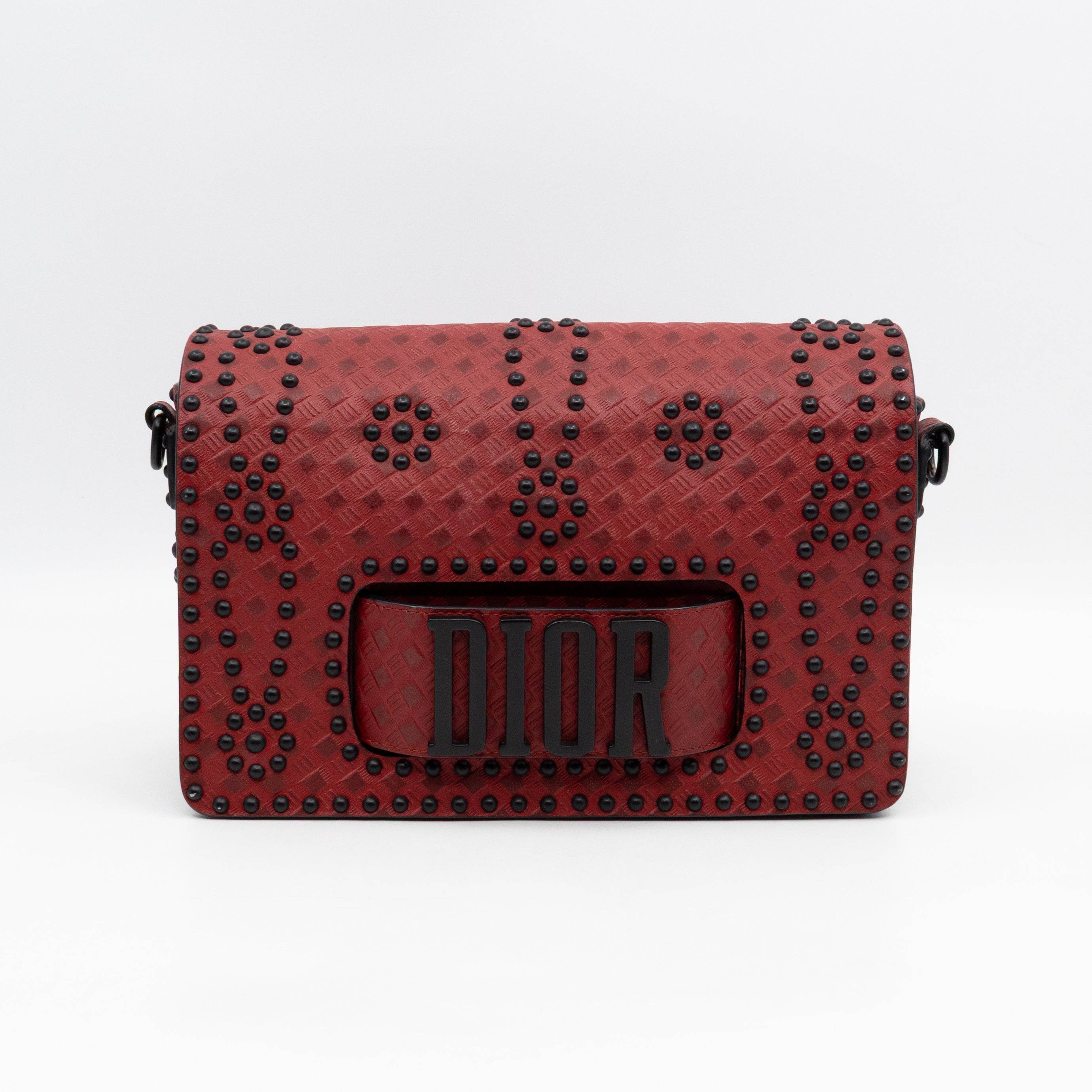 Dio(R)evolution Flap Bag Studded Red Leather