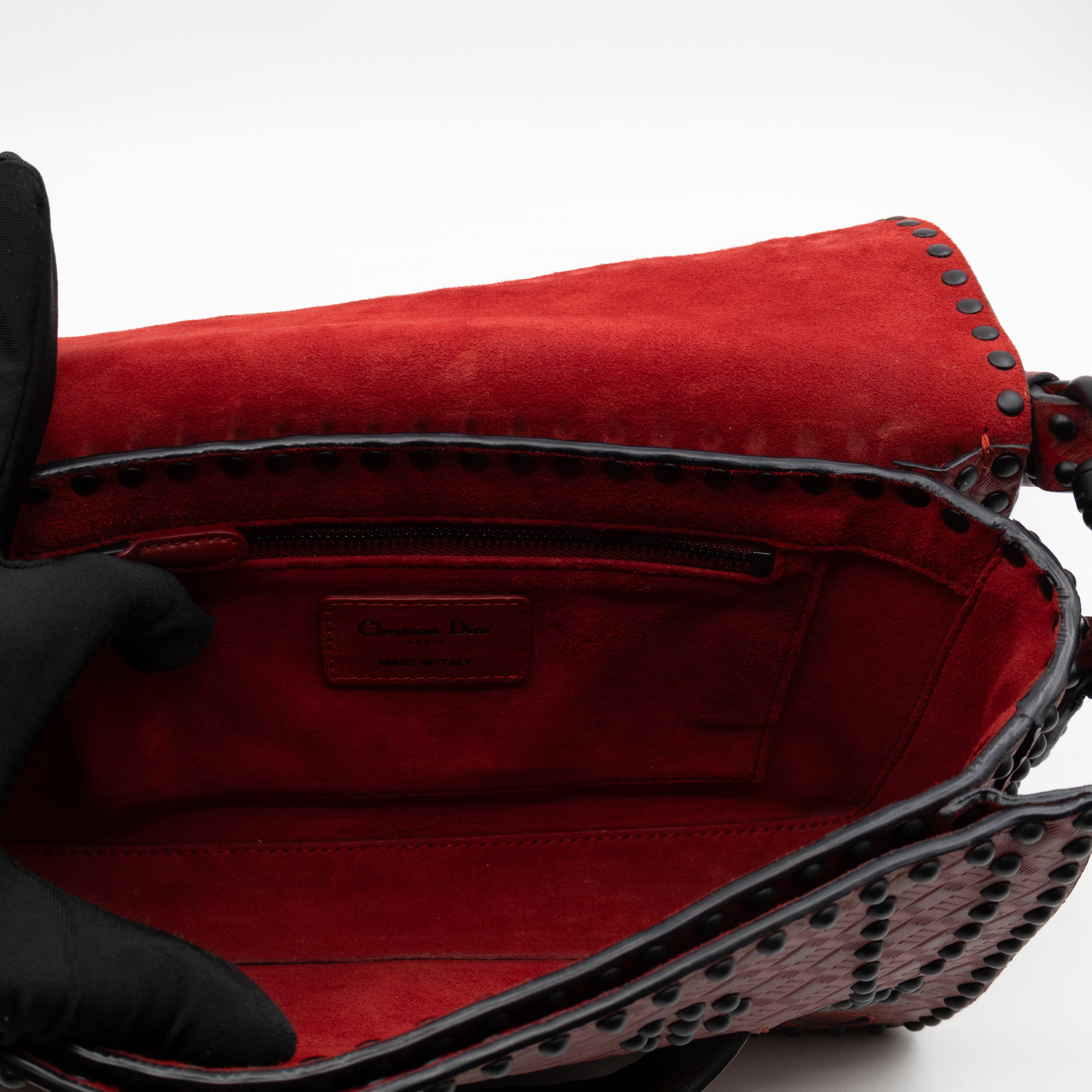 Dio(R)evolution Flap Bag Studded Red Leather