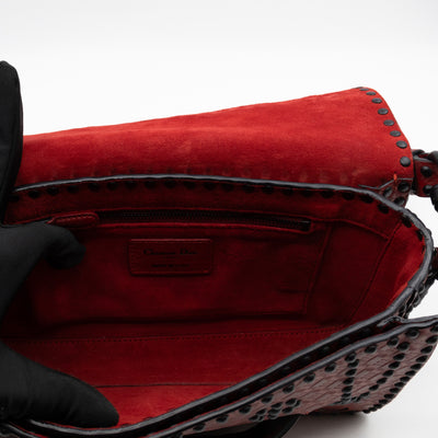 Dio(R)evolution Flap Bag Studded Red Leather