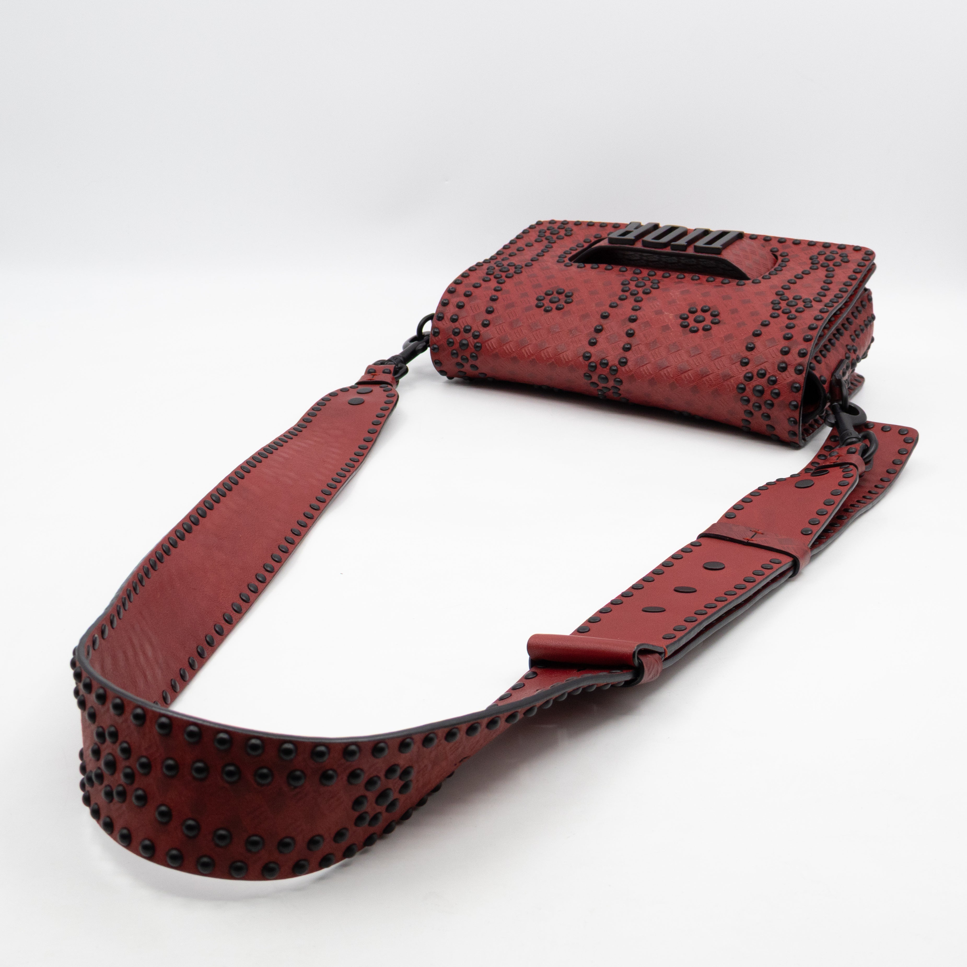 Dio(R)evolution Flap Bag Studded Red Leather