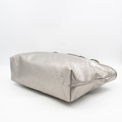 GG Imprime Tote Silver Metallic Coated Canvas