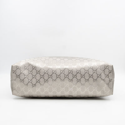 GG Imprime Tote Silver Metallic Coated Canvas