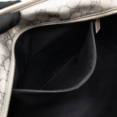 GG Imprime Tote Silver Metallic Coated Canvas