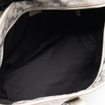 GG Imprime Tote Silver Metallic Coated Canvas