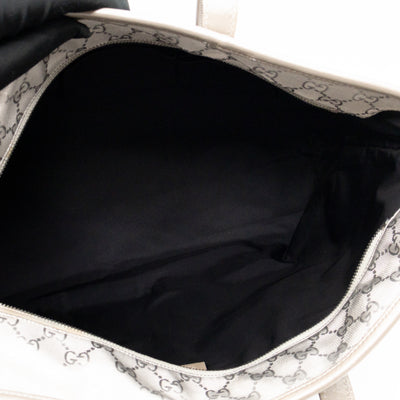 GG Imprime Tote Silver Metallic Coated Canvas