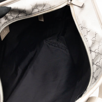 GG Imprime Tote Silver Metallic Coated Canvas