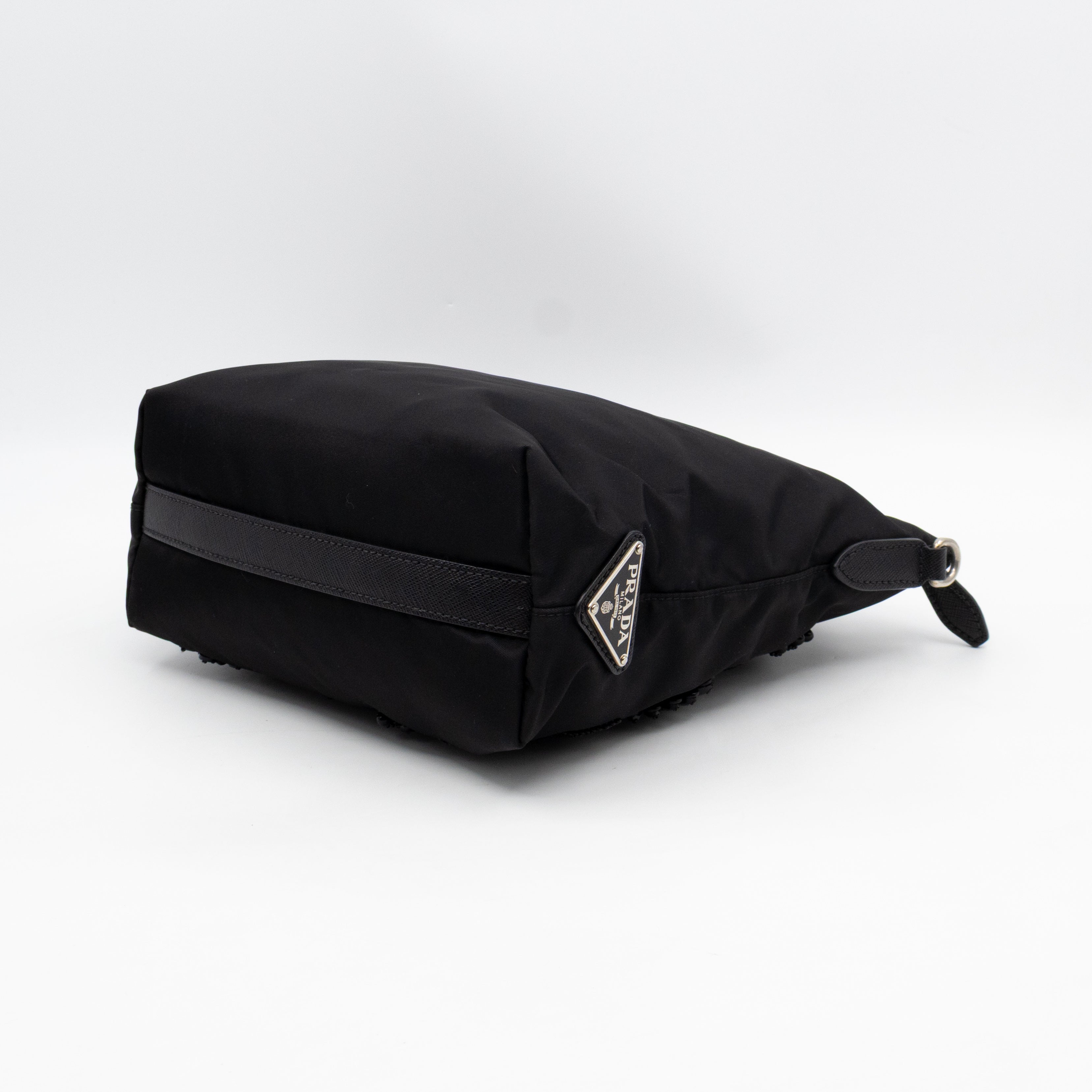 Ricamo Tote Floral Beaded Black Nylon