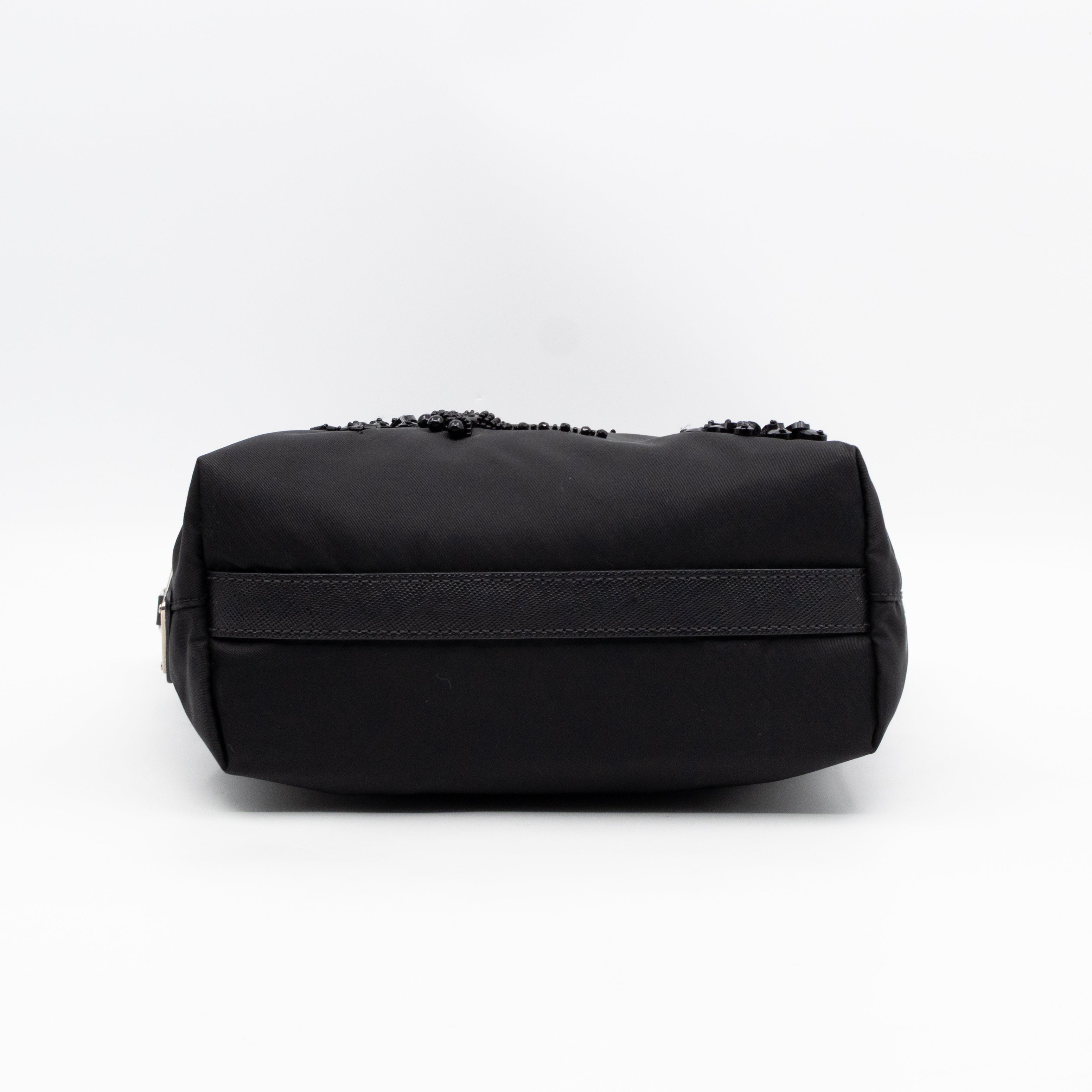 Ricamo Tote Floral Beaded Black Nylon