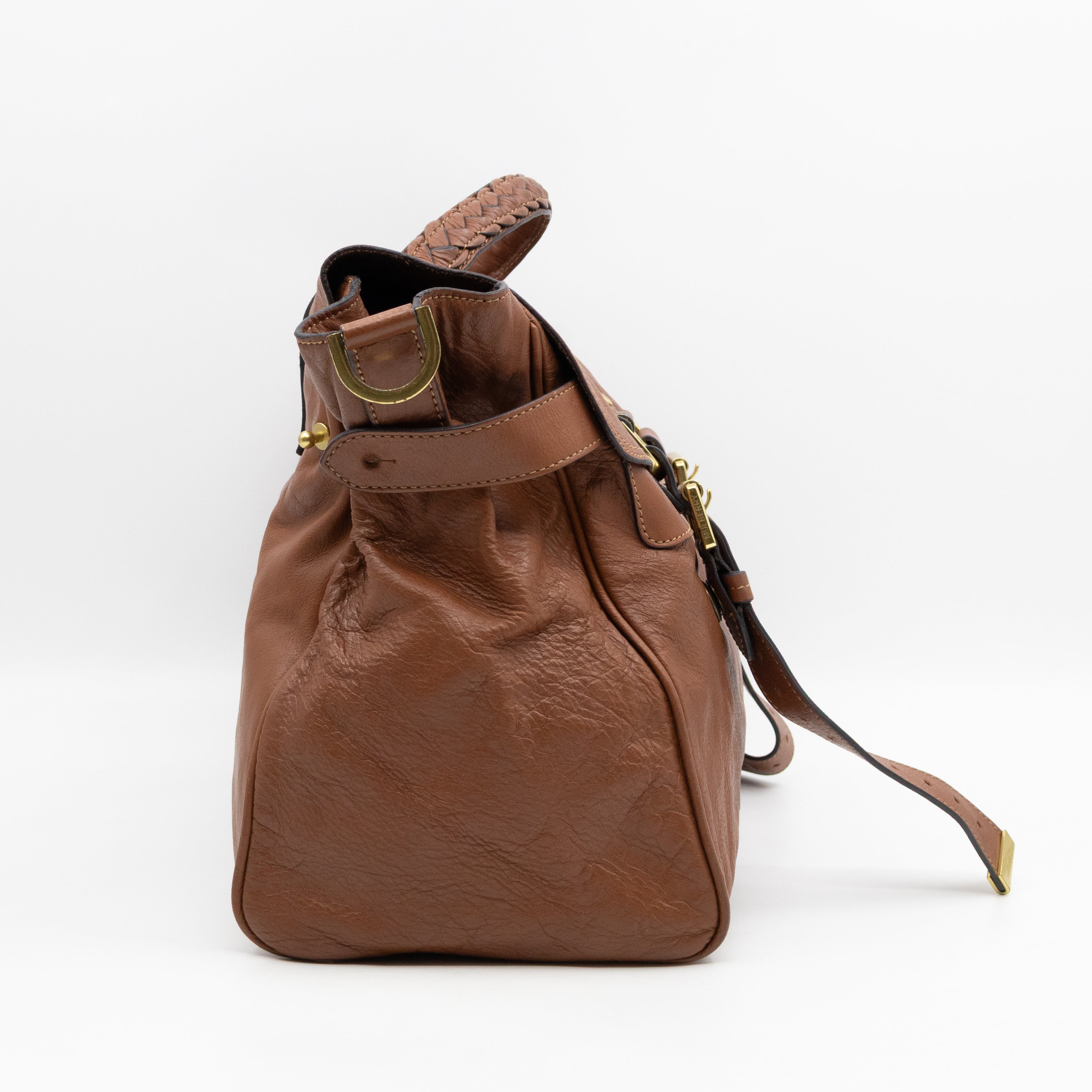 Oversized Alexa Brown Leather