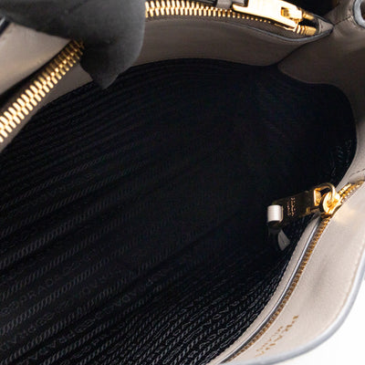 Canapa Tote Bag Logo Embossed Grey Leather