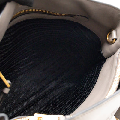 Canapa Tote Bag Logo Embossed Grey Leather