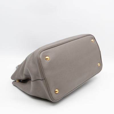 Canapa Tote Bag Logo Embossed Grey Leather