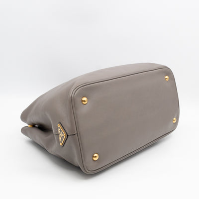 Canapa Tote Bag Logo Embossed Grey Leather
