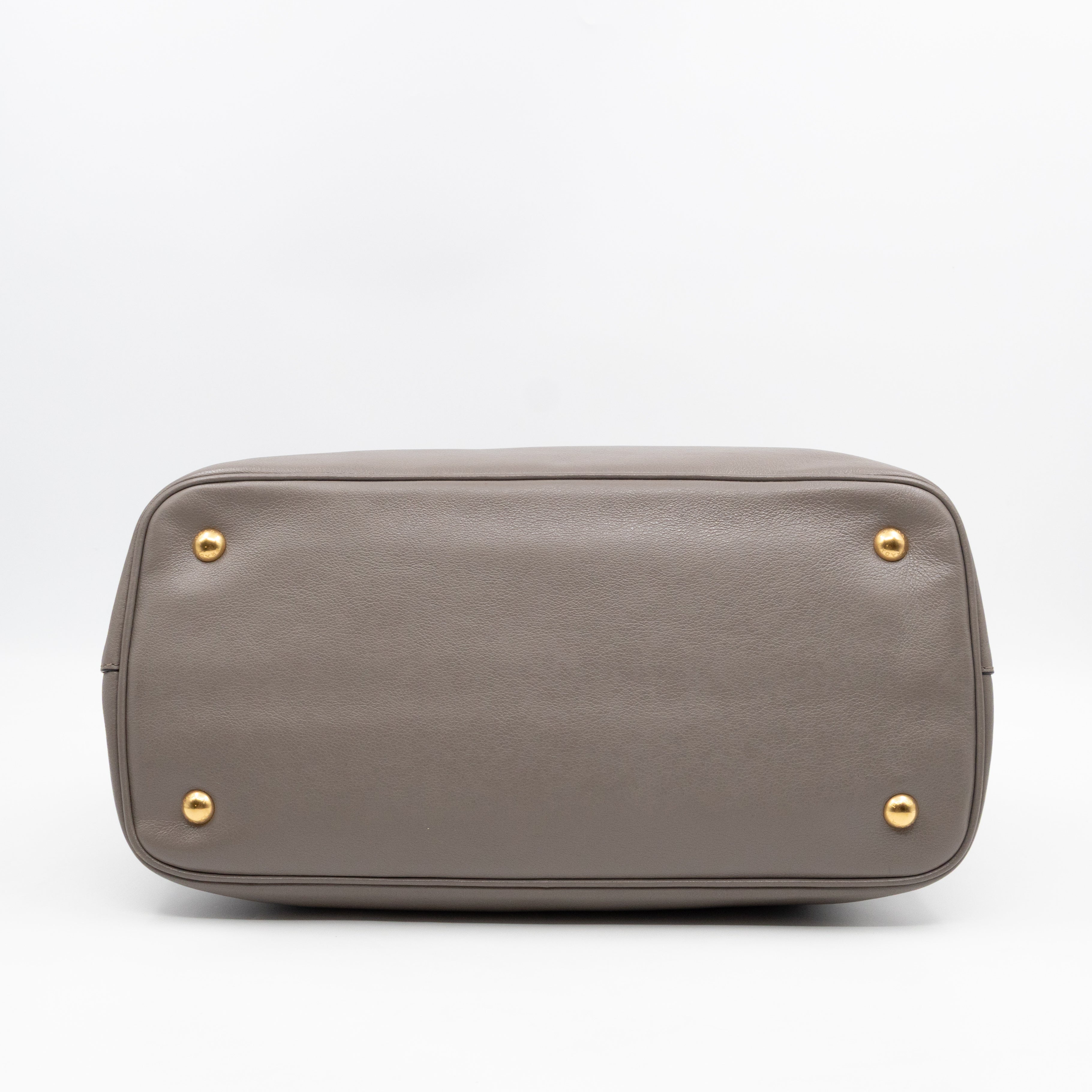 Canapa Tote Bag Logo Embossed Grey Leather