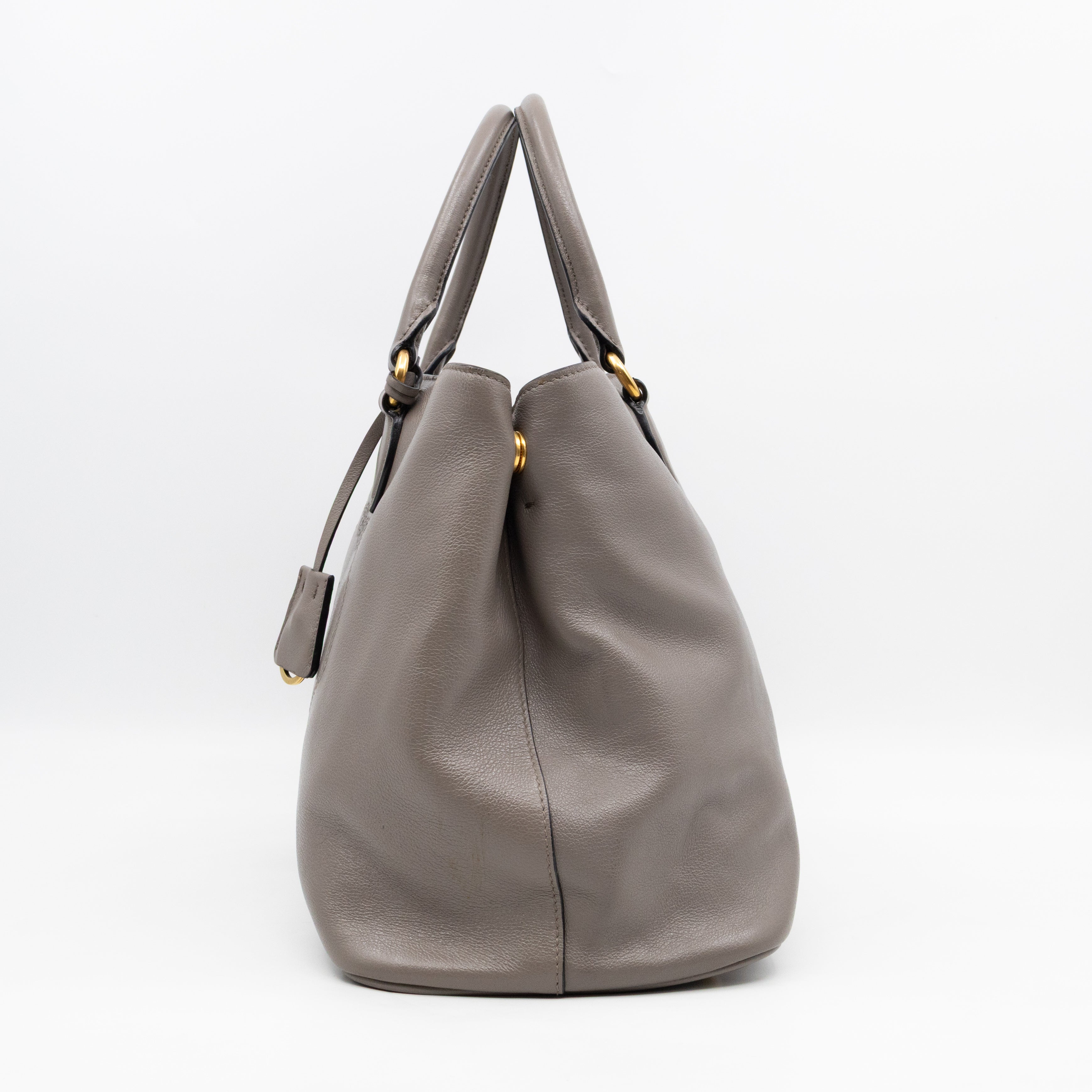 Canapa Tote Bag Logo Embossed Grey Leather