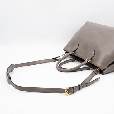 Canapa Tote Bag Logo Embossed Grey Leather
