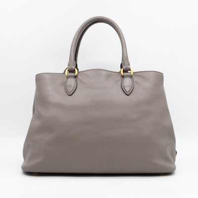 Canapa Tote Bag Logo Embossed Grey Leather