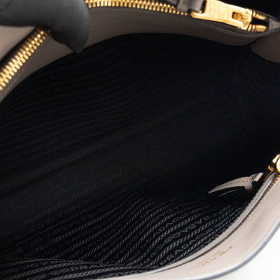 Canapa Tote Bag Logo Embossed Grey Leather