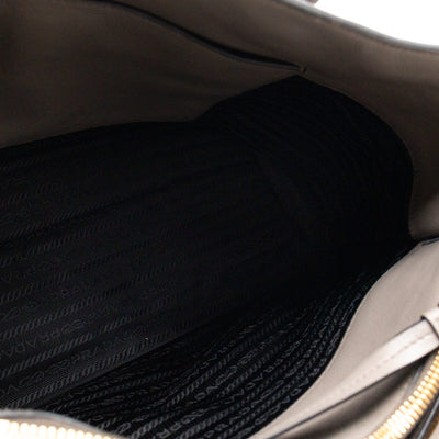 Canapa Tote Bag Logo Embossed Grey Leather