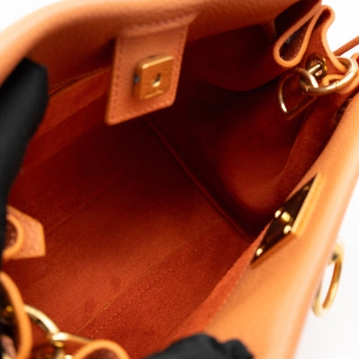 Small Iris Orange Leather