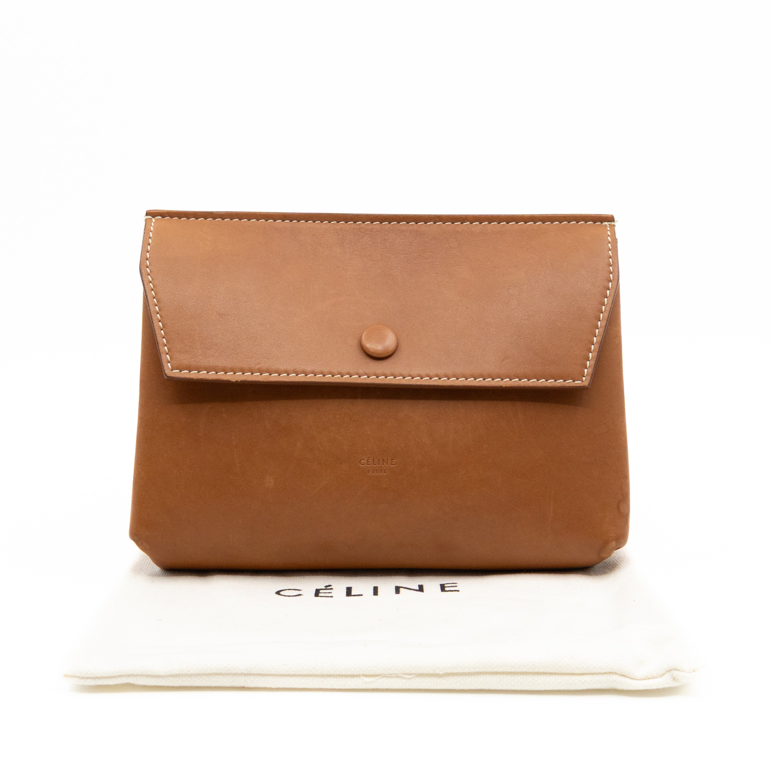Tie Bag Pouch Camel Leather