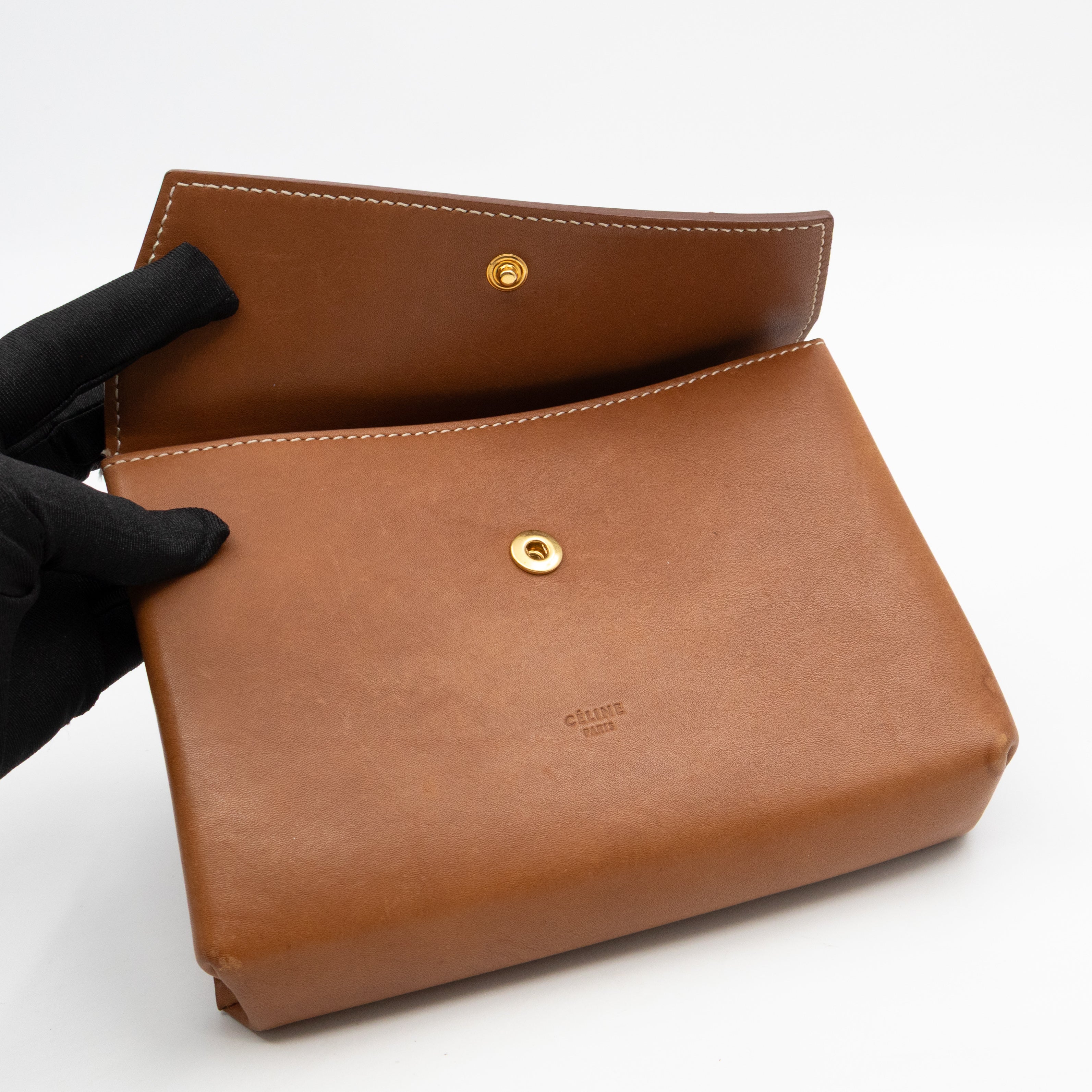 Tie Bag Pouch Camel Leather