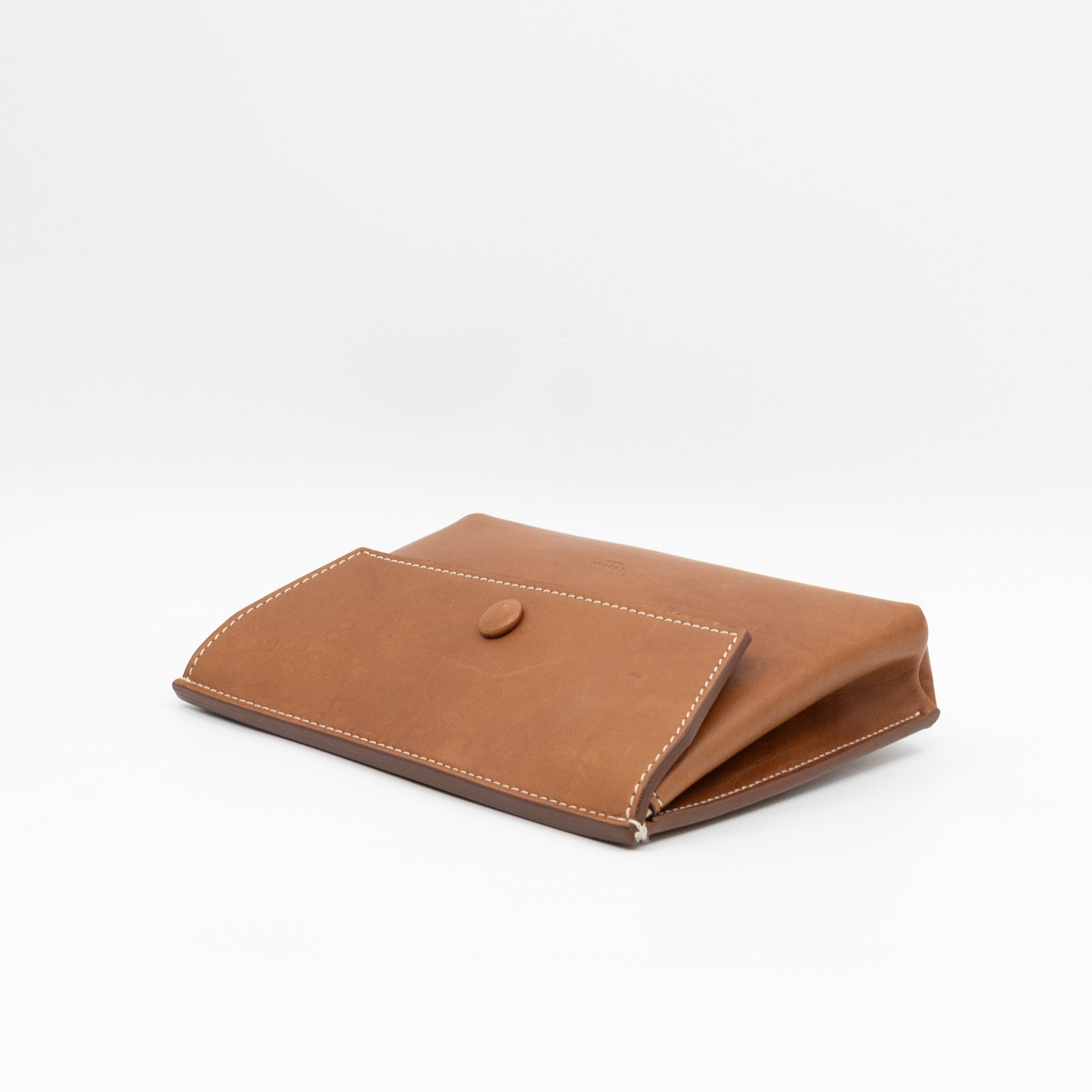 Tie Bag Pouch Camel Leather
