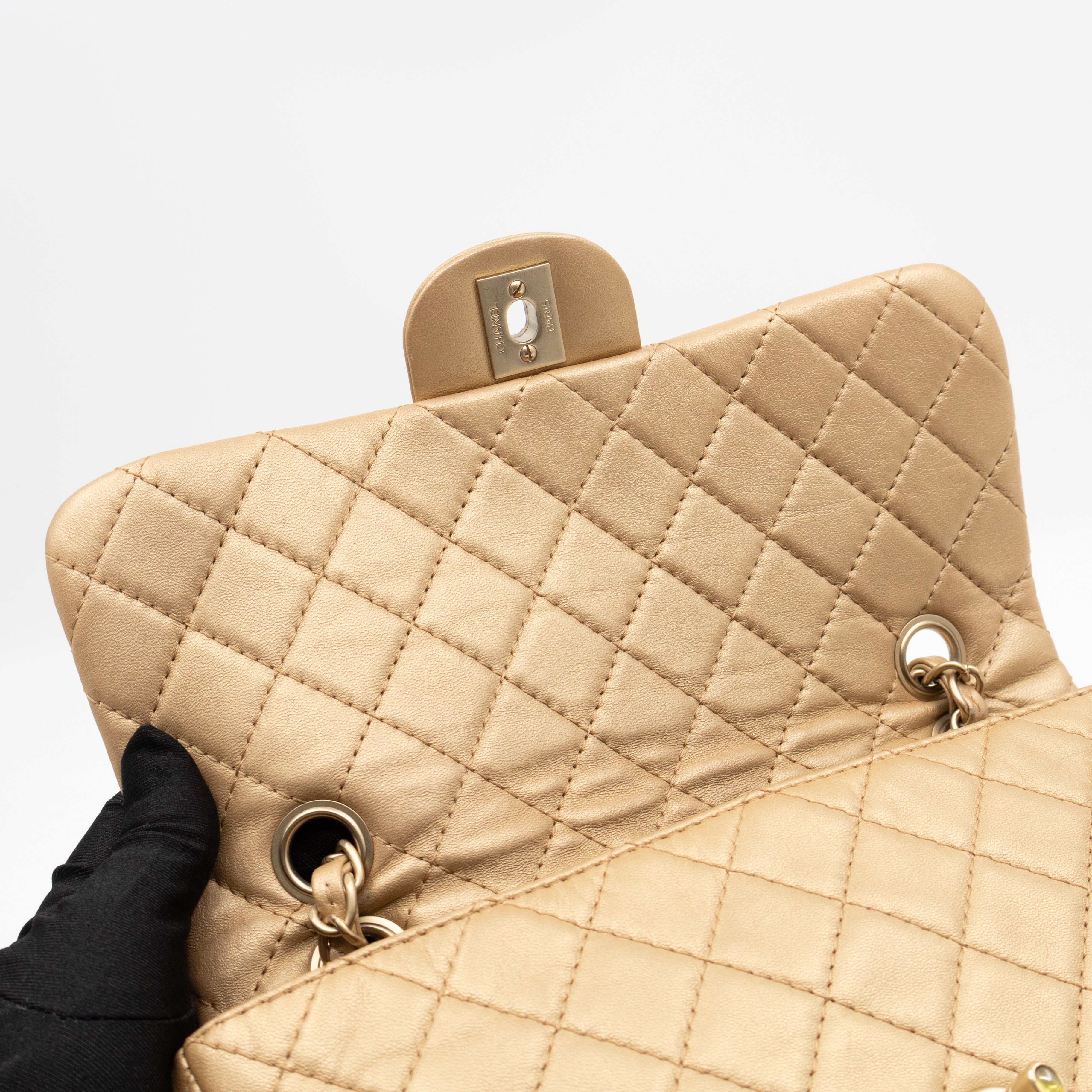 Precious Jewel Flap Bag Medium Gold Lambskin
