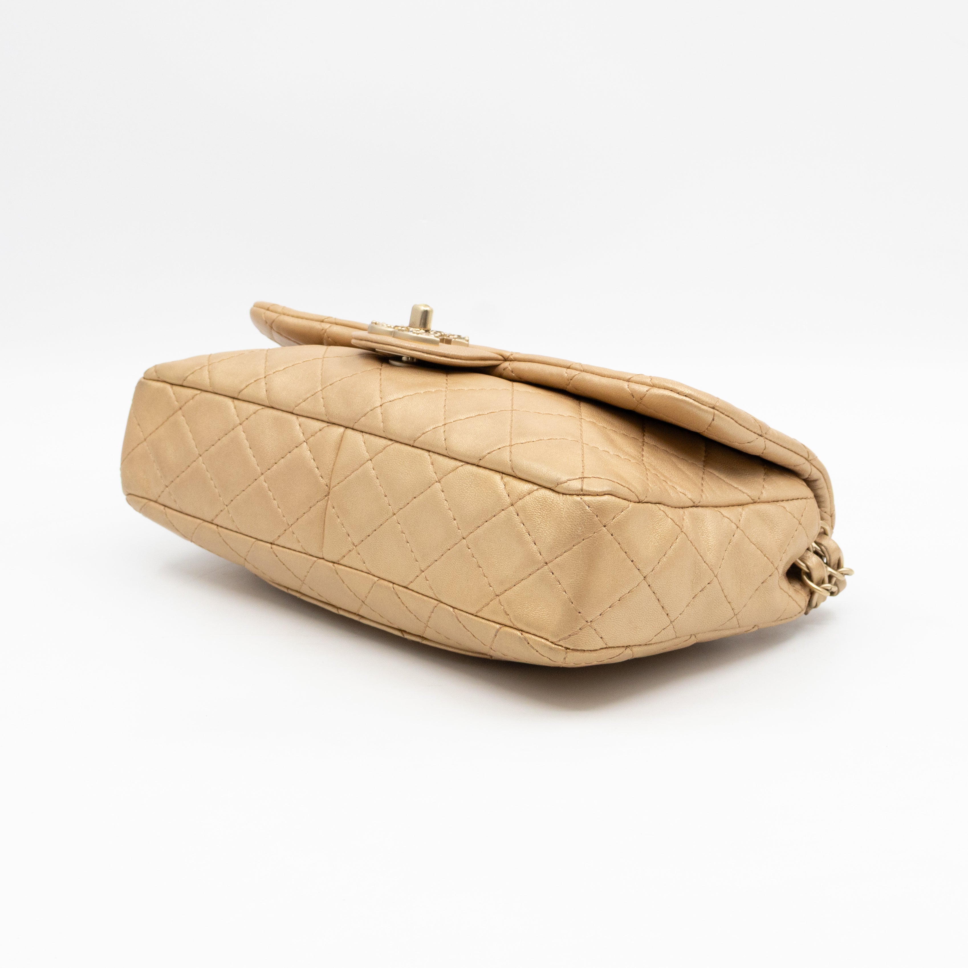 Precious Jewel Flap Bag Medium Gold Lambskin