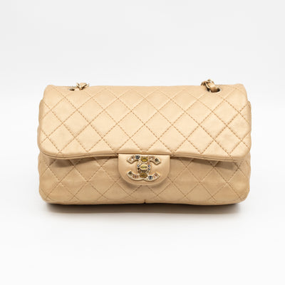 Precious Jewel Flap Bag Medium Gold Lambskin