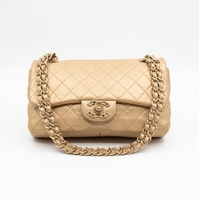 Precious Jewel Flap Bag Medium Gold Lambskin