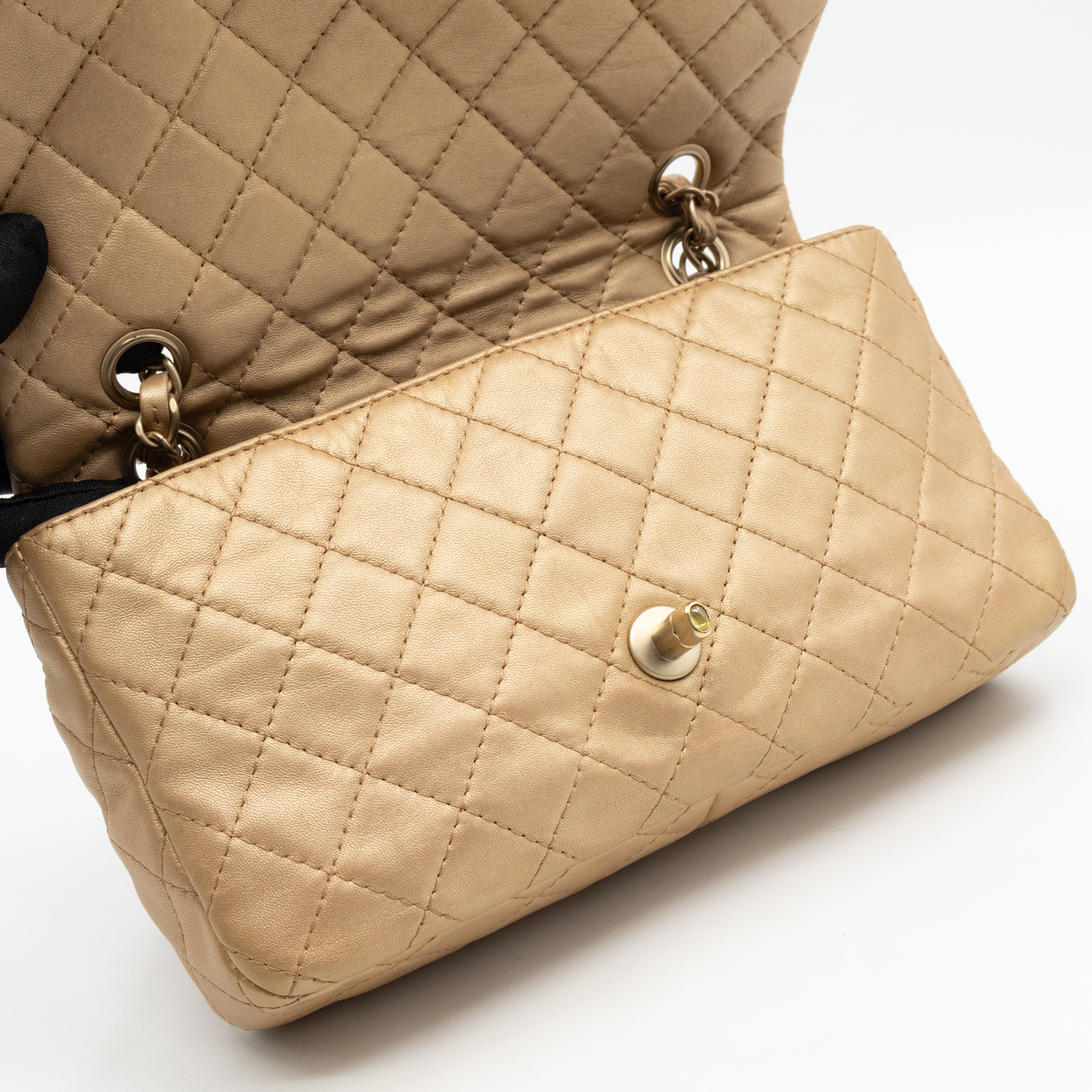Precious Jewel Flap Bag Medium Gold Lambskin