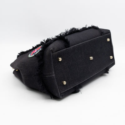 D-Light Tote Bag Embellished Black & Grey Denim