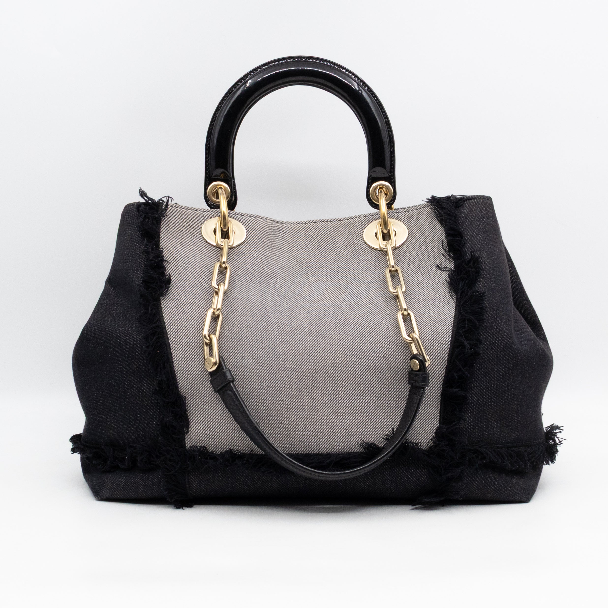D-Light Tote Bag Embellished Black & Grey Denim