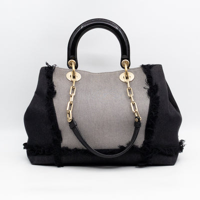 D-Light Tote Bag Embellished Black & Grey Denim