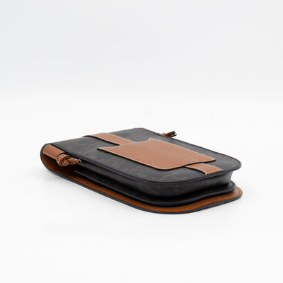 Phone Pouch with Flap Triomphe Canvas Tan Calfskin Leather