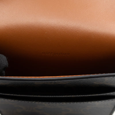Phone Pouch with Flap Triomphe Canvas Tan Calfskin Leather