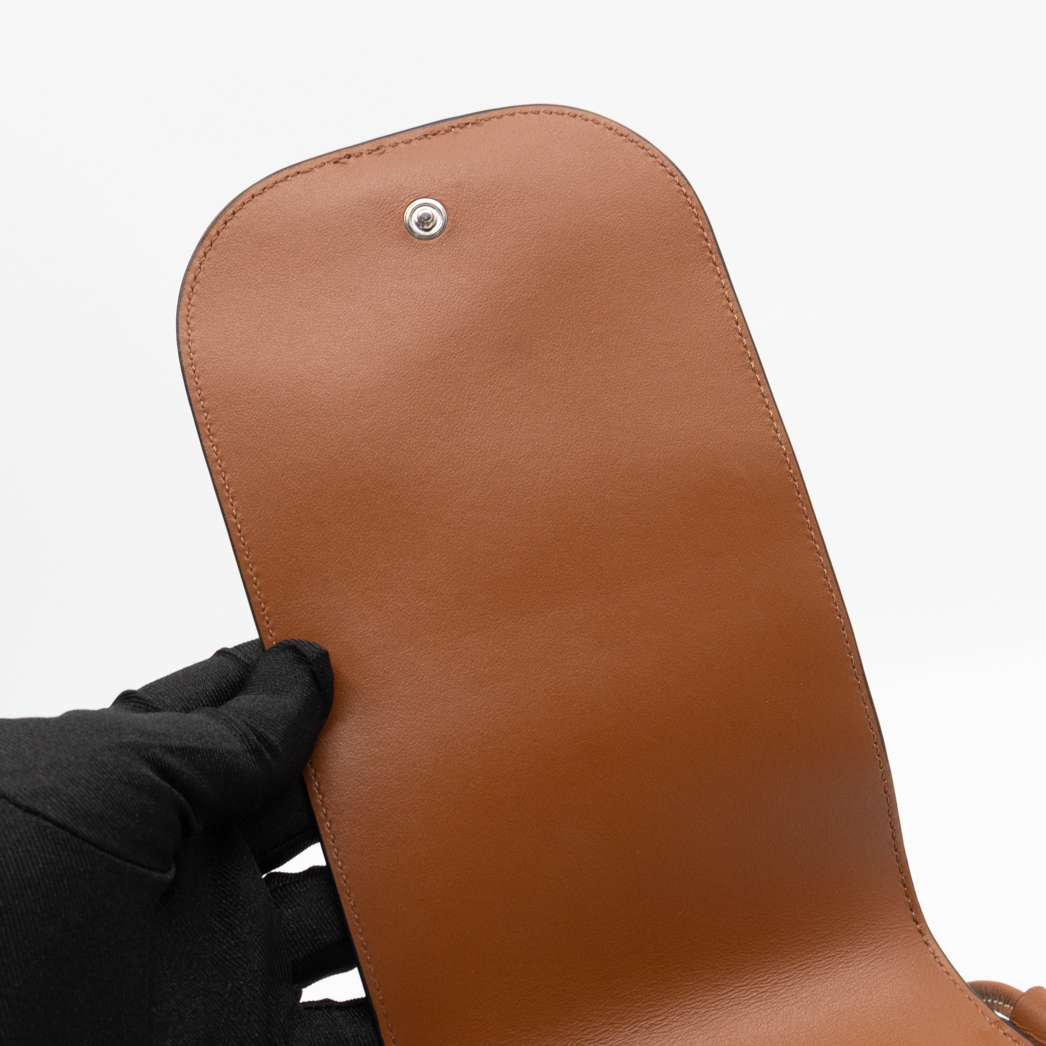 Phone Pouch with Flap Triomphe Canvas Tan Calfskin Leather