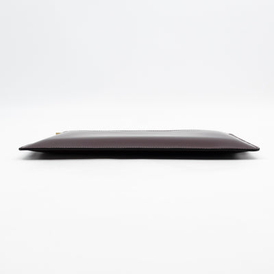 Zip Clutch Pouch Wine Smooth Leather