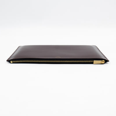 Zip Clutch Pouch Wine Smooth Leather