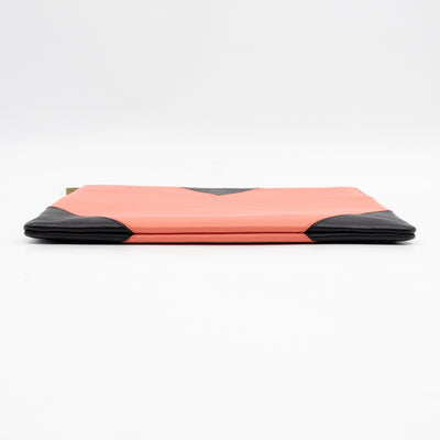 Zip Pouch Flamingo & Black Leather