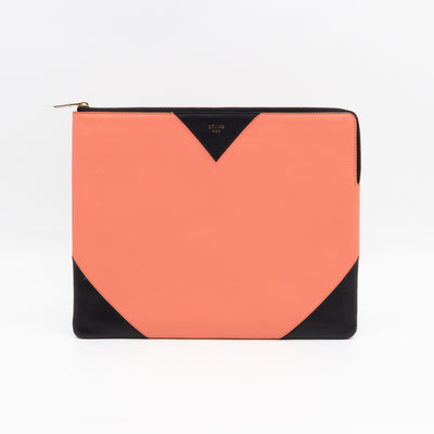 Zip Pouch Flamingo & Black Leather